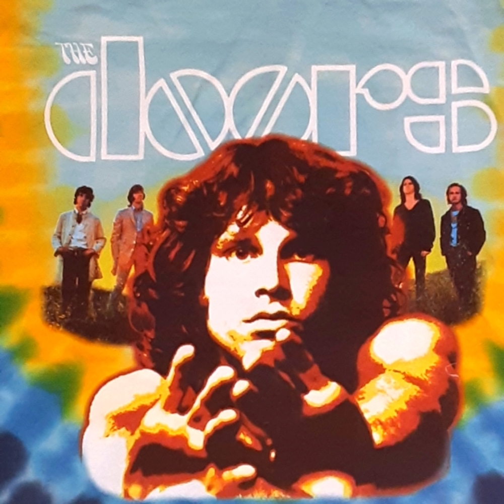 Vintage Doors "waiting for the sun" tiedye w/print tshirt,large new/old inventor